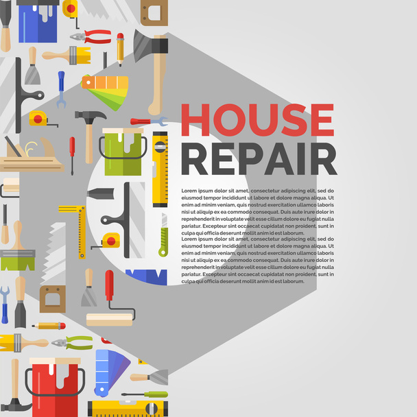 Bílý plakát s maticí a nástroje pro opravu domu - Vektor, obrázek