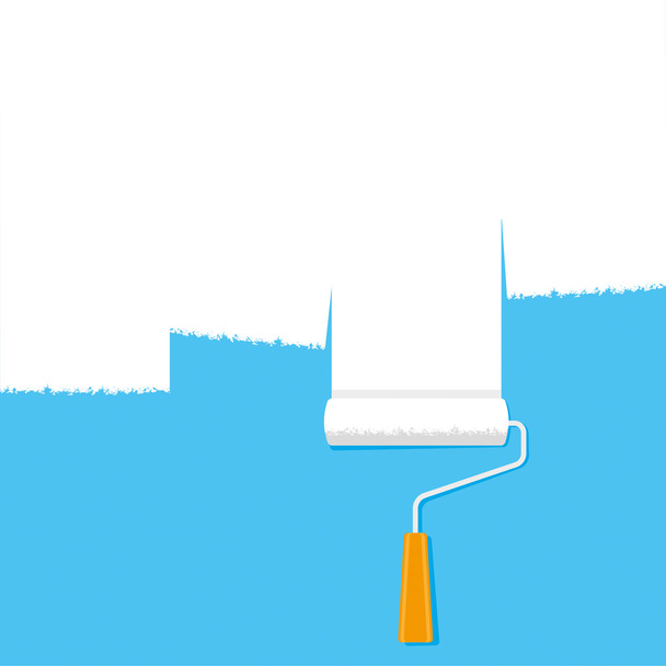 Paint Roller on a Blue Background - Vector, Image