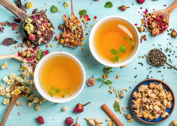 Two cups of healthy herbal tea  - 写真・画像