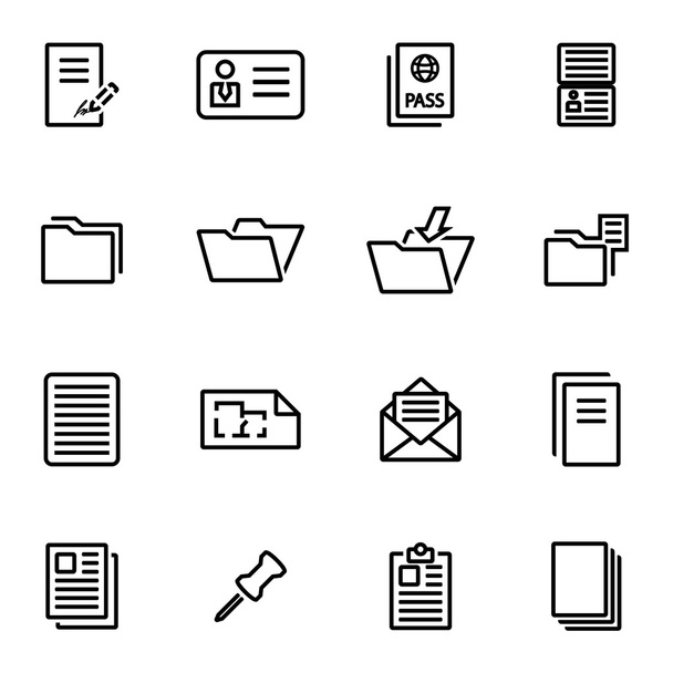 Vector illustration of thin line icons - folder - Vektör, Görsel