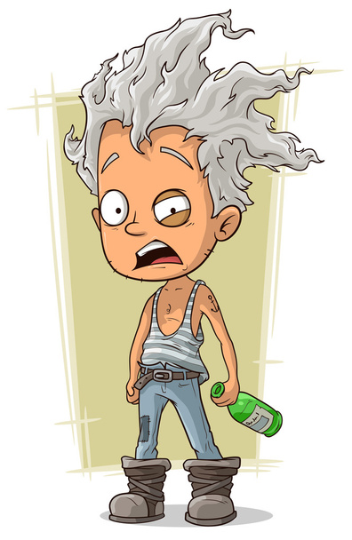 Cartoon crazy old man with gray hair - Vector, Image