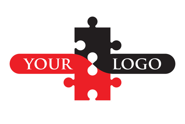 rode en zwarte Jigsaw logo - Vector, afbeelding
