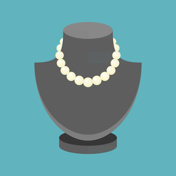 Vector pearl necklace, flat design - Vector, Image