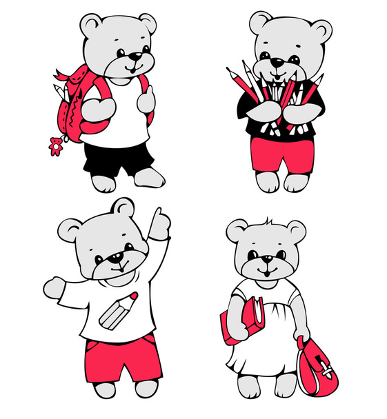 Set of  funny cartoon bears - Vector, Image