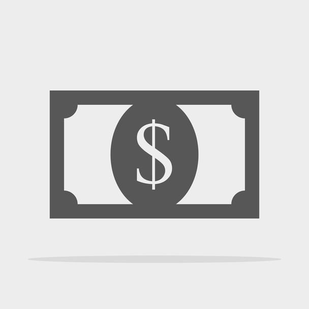 Dólar icono plano con sombra aislada sobre fondo blanco
 - Vector, Imagen