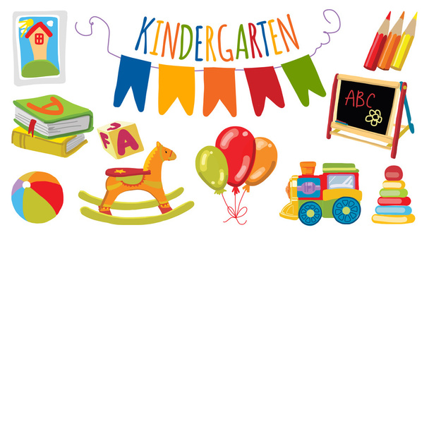 Kindergarten Play and study Vector images - Vector, Image