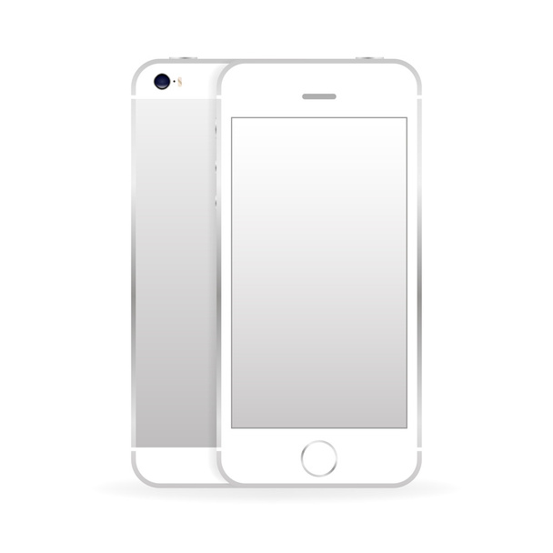 Telefone celular prateado frente e verso com sombra isolada no fundo branco
 - Vetor, Imagem
