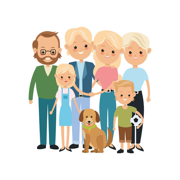 Pictogram van grootouders, ouders en kinderen. Familie ontwerp. Vector grafiek - Vector, afbeelding