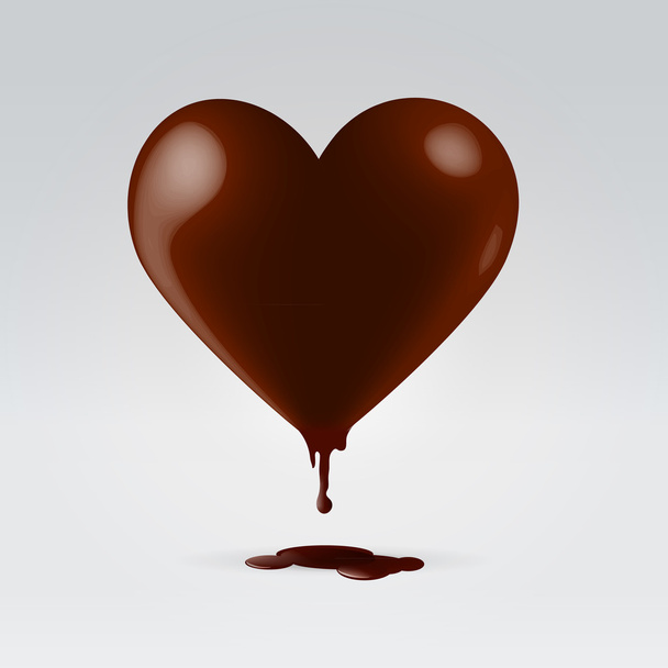 Chocolate heart shape candy melting - Vector, Imagen