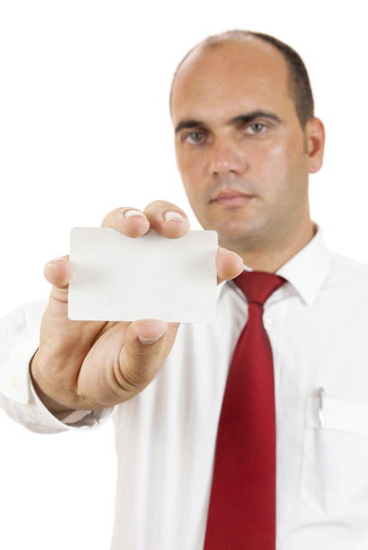 Homem segurando um cartão em branco
 - Foto, Imagem