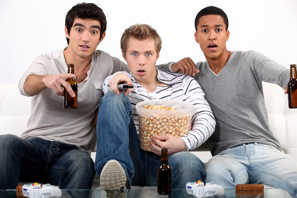 Men watching a horror movie - Photo, Image