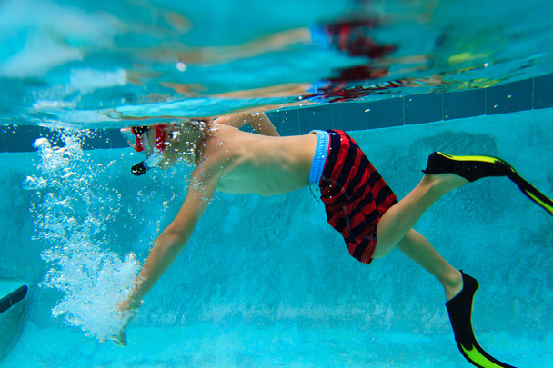 little boy swimming underwater - Photo, Image