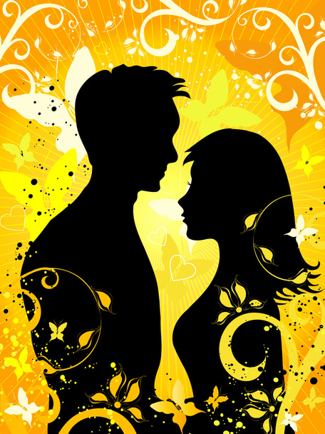 Enamoured on a summer background - Vector, Image