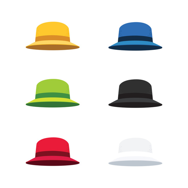 Έξι χρώματα Cloche καπέλο, επίπεδη στυλ - Διάνυσμα, εικόνα
