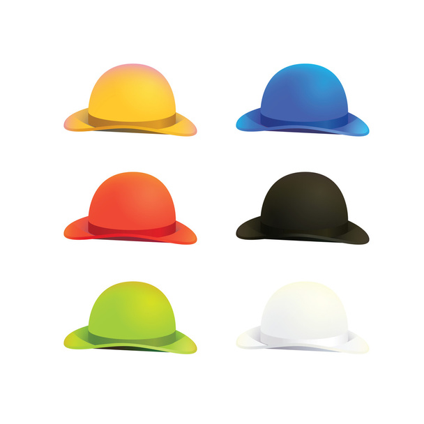 Σφαιριστής έξι χρώματα ή ντέρμπι καπέλο - Διάνυσμα, εικόνα