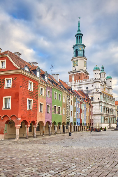 Old Market Square and Town Hall in Poznan, Poland. - Fotoğraf, Görsel