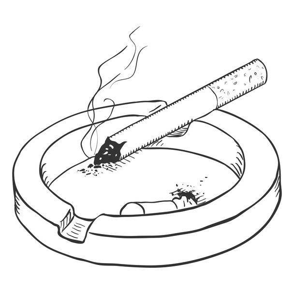 A dohányzás cigaretta hamutartó  - Vektor, kép