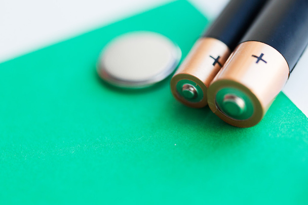 close up of green alkaline batteries - Photo, image