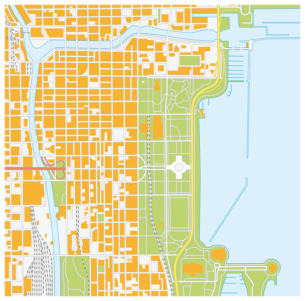 Straßenkarte der Innenstadt von Chicago, illinois - Vektor, Bild