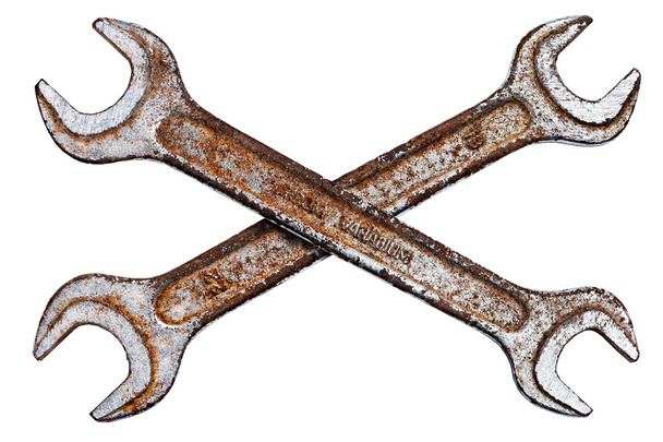 Two Old rusty wrenches, isolated - Photo, Image