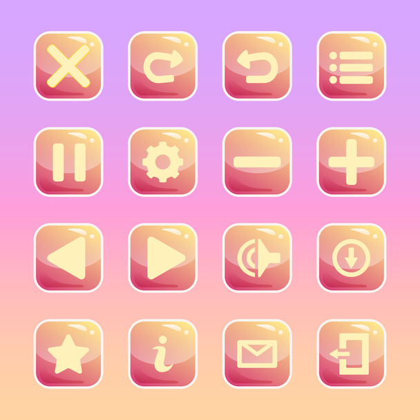 Set of candy icons on sweet background for game. - Vector, Imagen