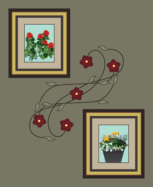Çiçek Sanat duvar - Vektör, Görsel