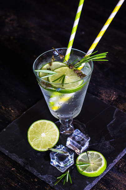 Detox drink with fresh lime - Photo, image