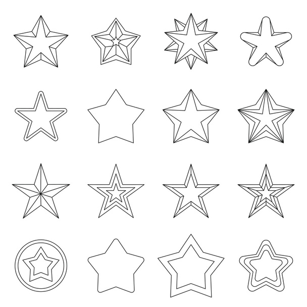 Star icons set, outline ctyle - Vector, Image