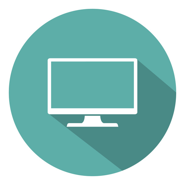 Monitor PC icon flat style with shadow on a green background, vector illustration - Vektor, obrázek