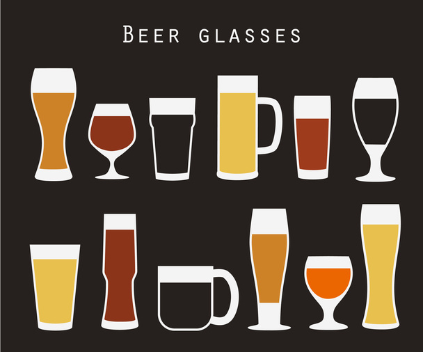 Set of beer glasses - Vector, Image