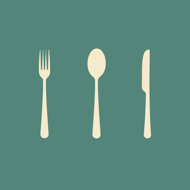 Spoon knife and fork vector icon  - Vector, Image