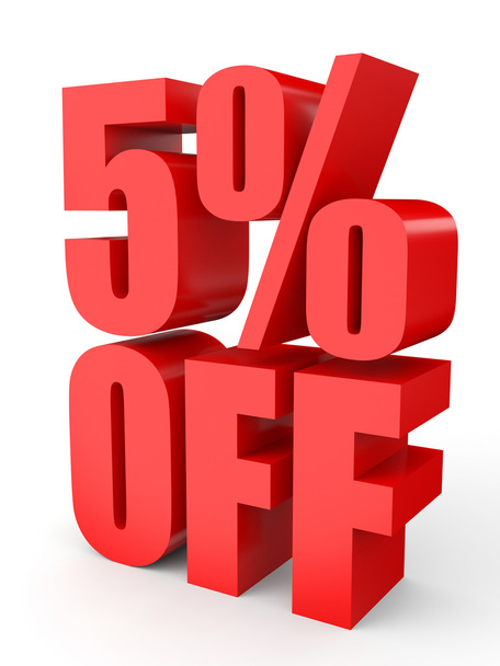 Discount 5 percent off. 3D illustration on white background. - Valokuva, kuva