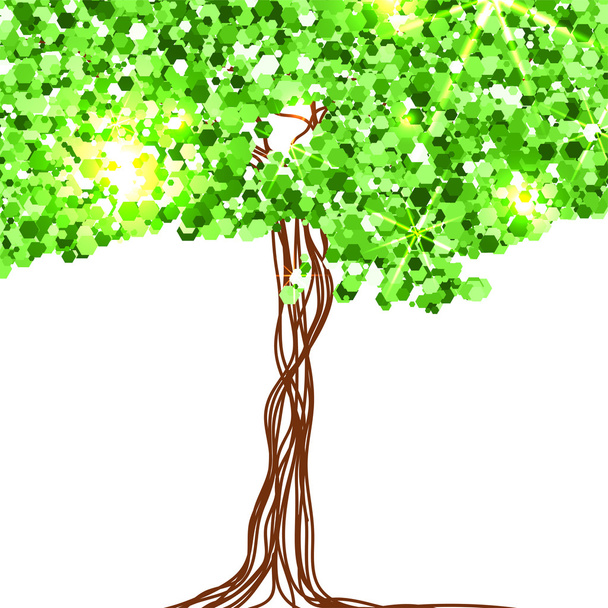 hermoso papel, decorado con árboles de hadas y purpurina verde. Vector
 - Vector, imagen