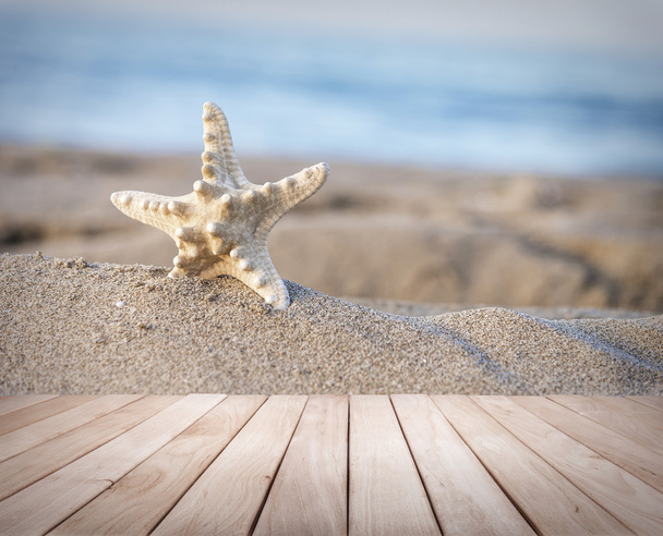Estrella de mar en la playa de arena. - Foto, imagen