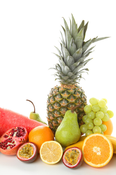 mixed exotic fruits with white background - Fotó, kép