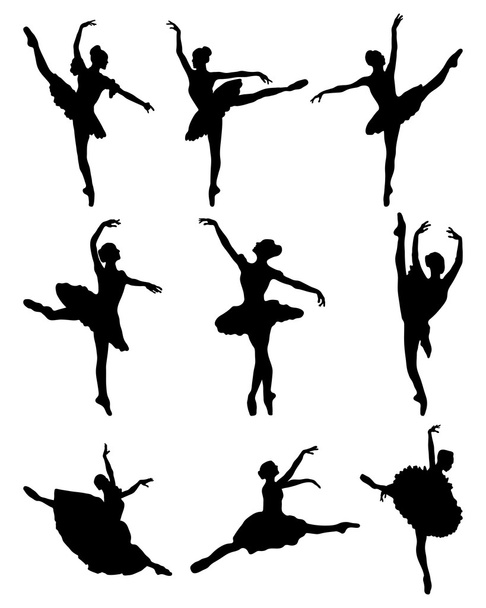 Силуэты балерин
 - Вектор,изображение