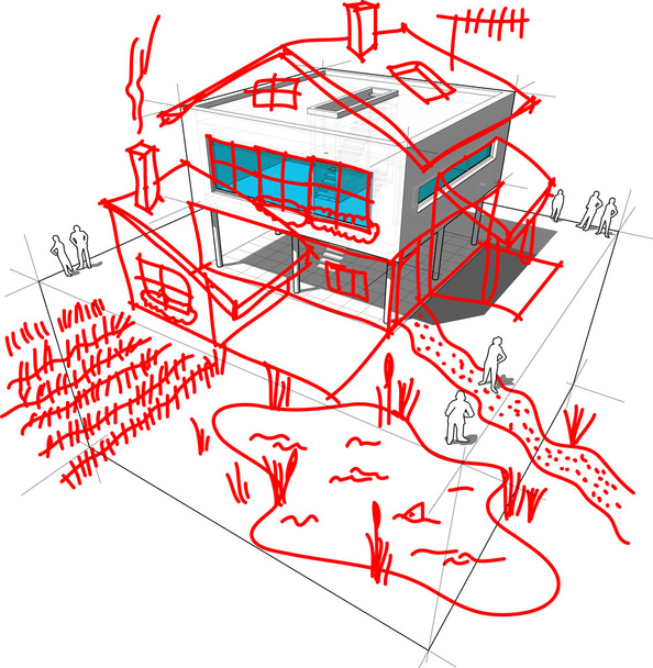 Diagrama de redesenho de casa moderna
 - Vetor, Imagem