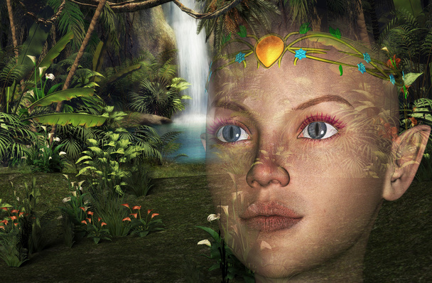 Illustration 3D jungle elfe - rendu 3D
 - Photo, image