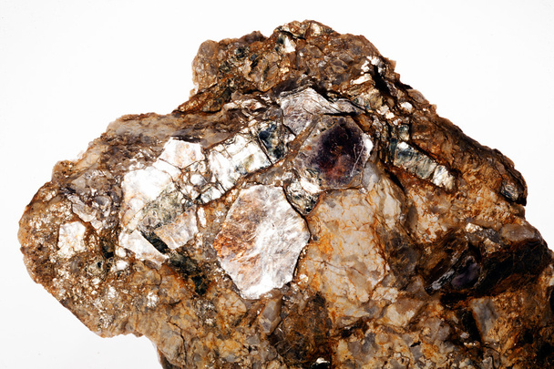 pegmatite, muscovite and biotite granite on the white background - Photo, Image
