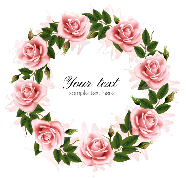 Beautiful rose wreath. Vector. - Διάνυσμα, εικόνα