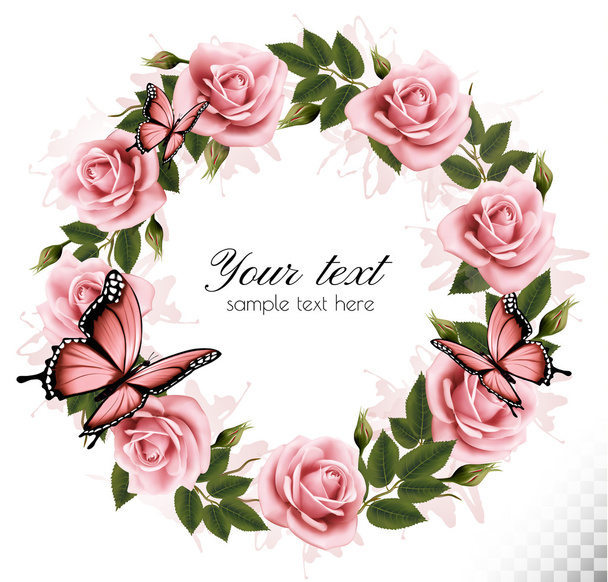 Holiday background with beauty flowers and butterflies. Vector. - Vektor, Bild