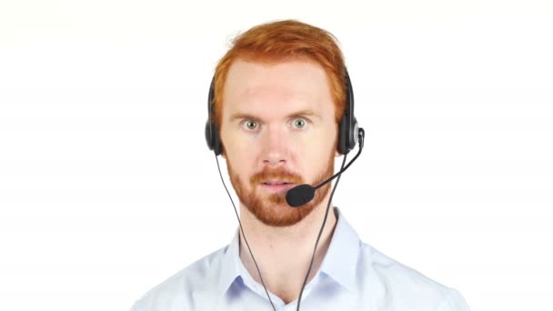 Callcenter-Betreiber Mann mit Headsets arbeitet, Kundenservice-Agent - Filmmaterial, Video
