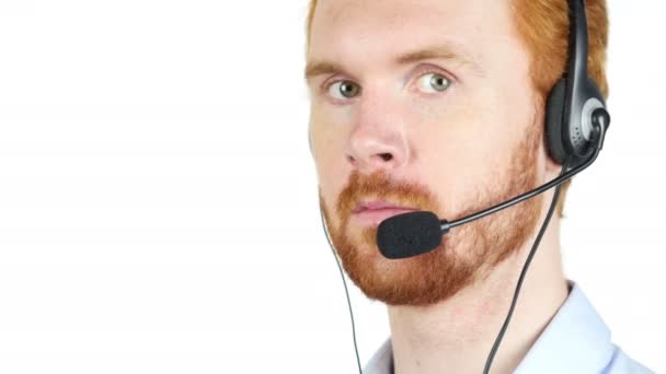Retrato de homem de negócios com fone de ouvido, call center, serviço ao cliente
 - Filmagem, Vídeo
