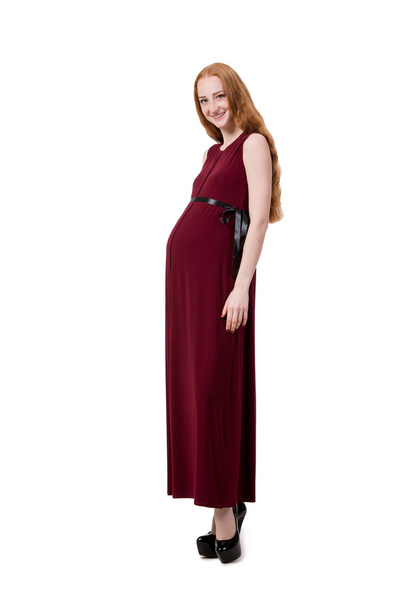 fiatal terhes nő elszigetelt fehér - Fotó, kép