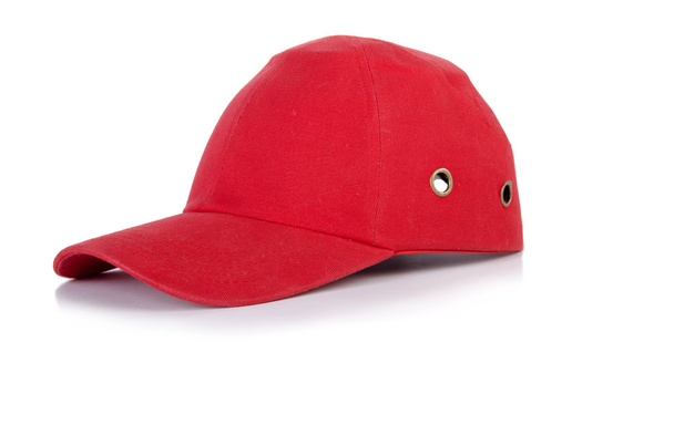Red baseball cap isolated on the white background - Photo, Image