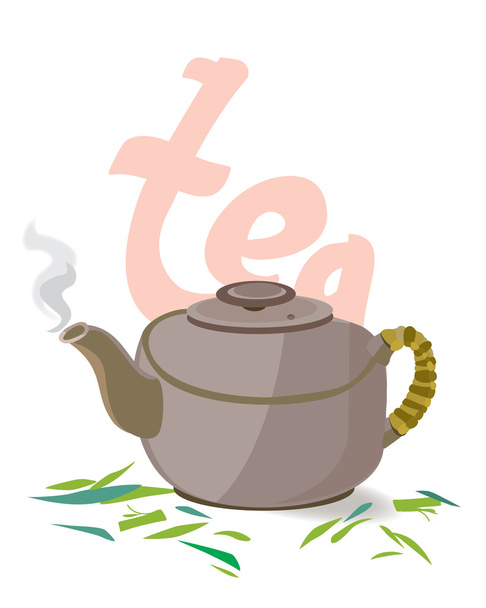 Глиняний чайник з ручкою Векторні ілюстрації. Чайник для чайних церемоній
 - Вектор, зображення