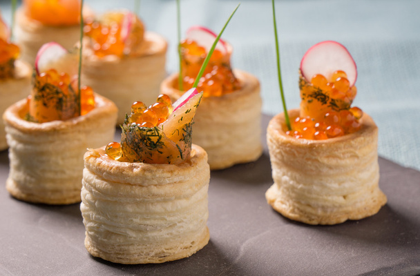 Delicious graved salmon appetizers - Photo, Image