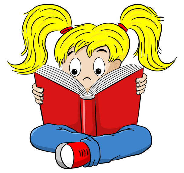 dibujos animados de un niño encantado leído
 - Vector, imagen