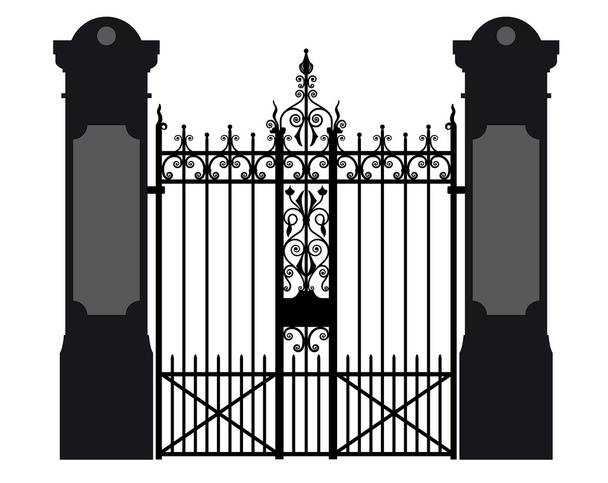 illustration of a wrought iron gate - Vector, Image