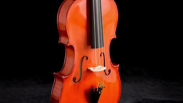 Instrumento de violín o viola girando sobre fondo negro
 - Metraje, vídeo